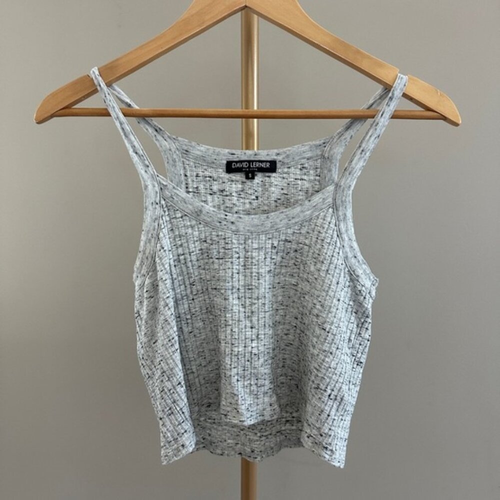 David Lerner Ribbed Cropped Tank Heather Grey S